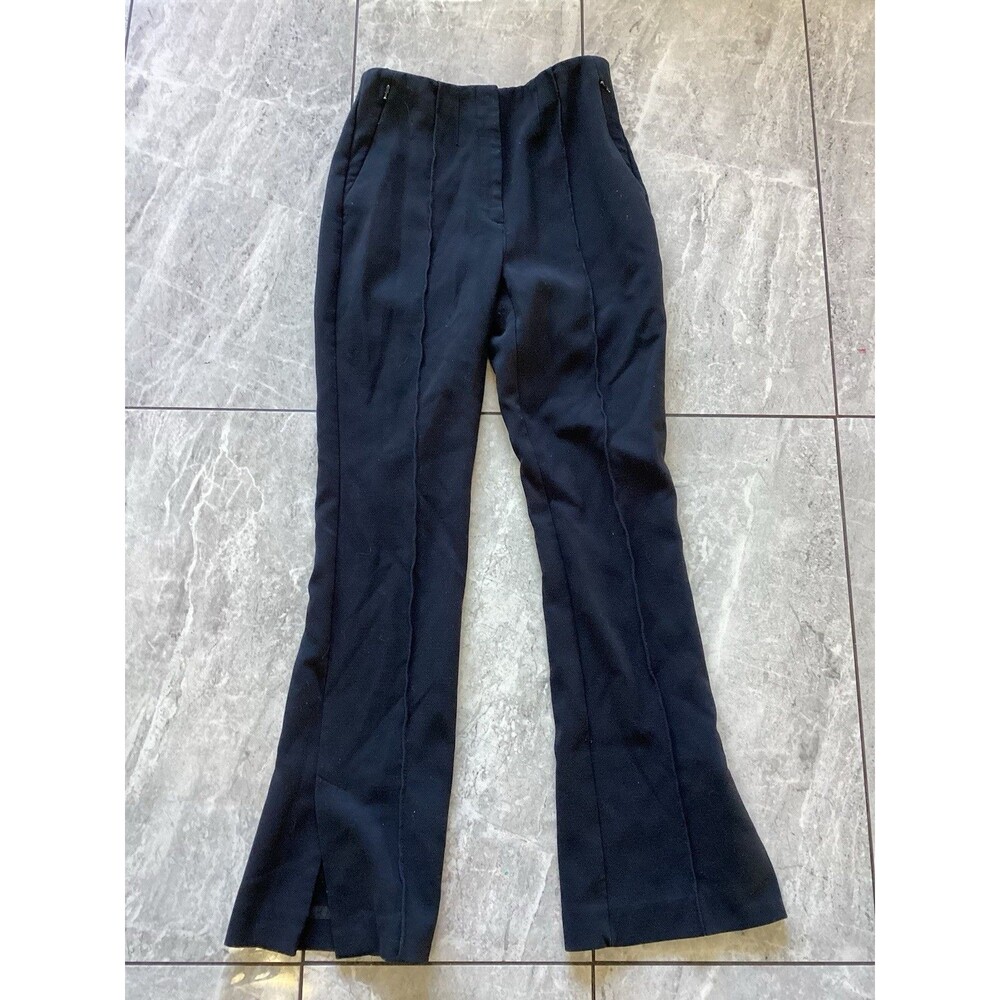 Anthropologie Black Pleated Trousers Zipper Pockets Side Slit 4